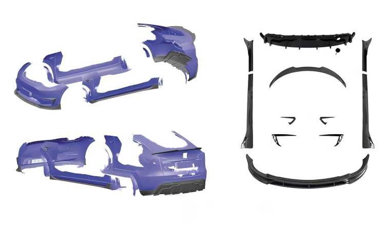 Anyu Auto Body Kits MODEL Y FAST Aero Kit Gloss Black For TESLA MODEL Y 2021+
