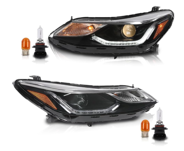 Anyu Auto Parts LED DRL Headlight Assembly w/Bulbs Driver and Passenger Side Compatible with Chevy Cruze 2016-2019 42680785 42680786 84106695 84156516