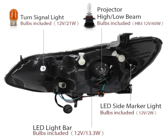 Anyu Auto Parts LED DRL Headlight Assembly w/Bulbs Driver and Passenger Side Compatible with Chevy Cruze 2016-2019 42680785 42680786 84106695 84156516