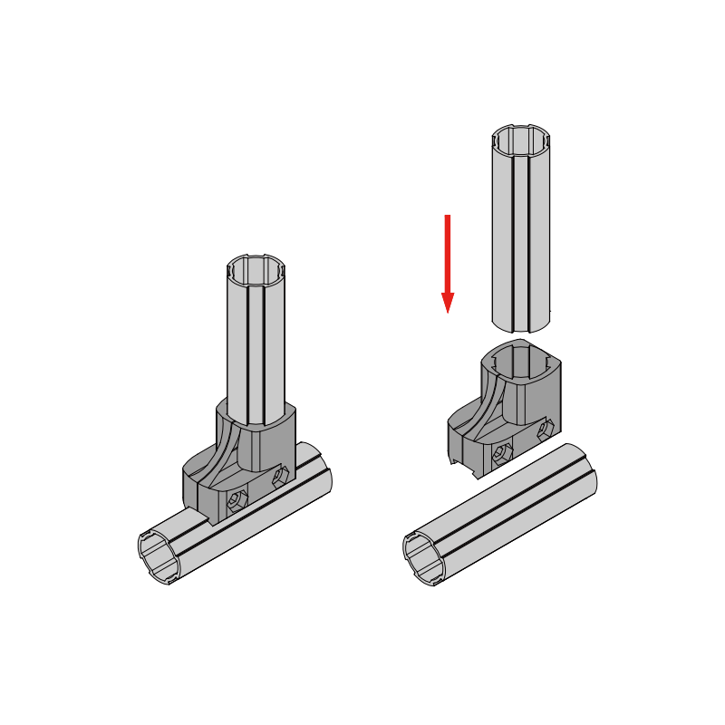 Multi Connector Long Outer,Heavy Duty Aluminum Multi Connector Long Outer for Lean Tube System | Tubular Pipe Joint Connector for Rack, Workbench & Parts Box