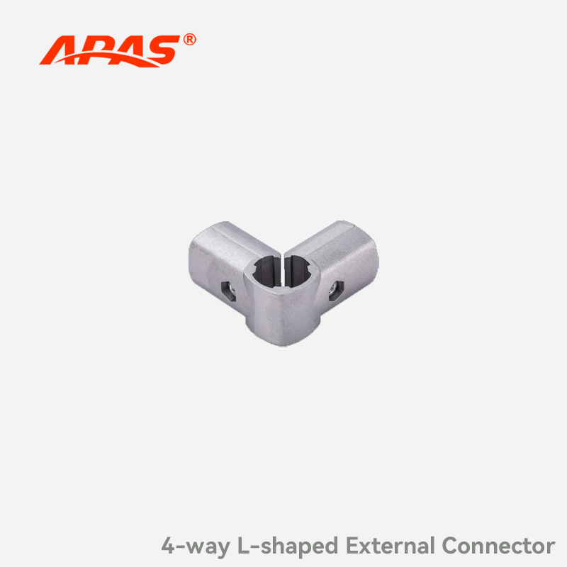 APAS 4-way L-shaped External Connector, Heavy Duty Metal Outer Joint for Round Lean Pipe Build Industrial Workstations & Storage Racks