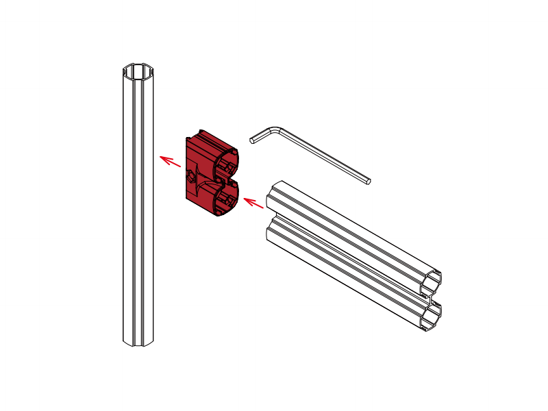 Assembly Disassembly Diagram For APAS Double Tee Joint, Double T Type Lean Tube External Clamp Installation Guide