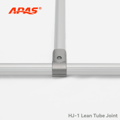 ARAS HJ1 Lean Tube Joint installation example, metal connector attached to a horizontal tube for lean pipe structure assembly.