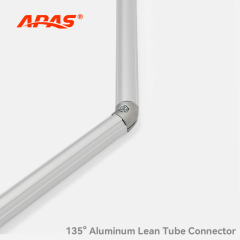 135 Degree Aluminum Lean Tube Connector installed on lean pipe frame