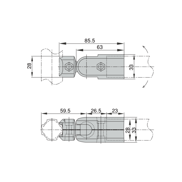Free Connector External Lean Tube Joint dimension drawing