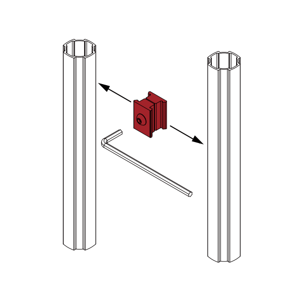 Lean Tube Parallel Joint 2 installation for fixing two vertical lean pipes