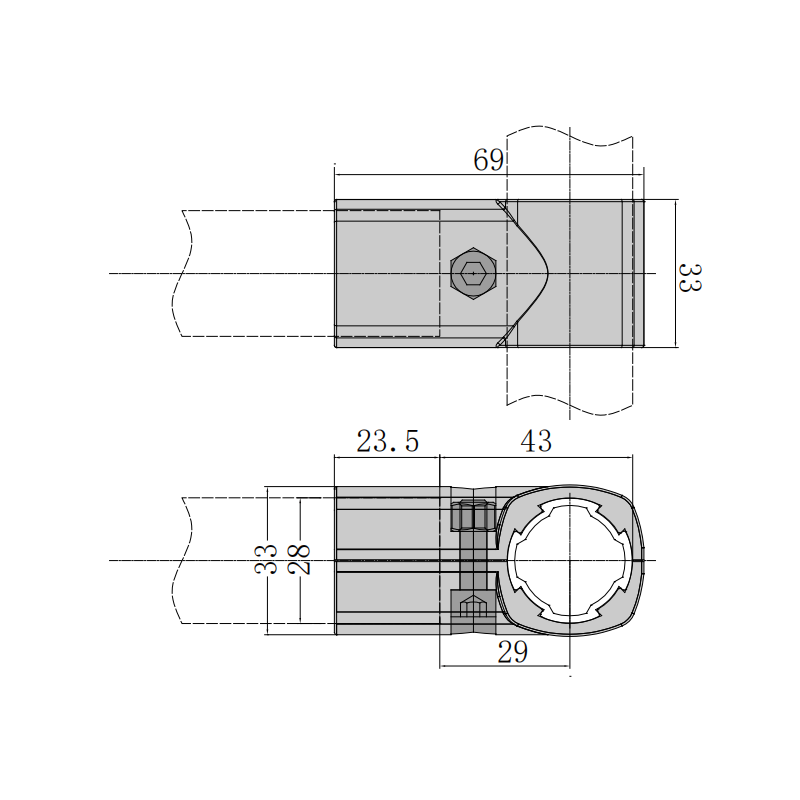 HJ1 Lean Tube Joint,HJ1 Lean Tube Joint for D28 Pipe System | Heavy Duty Aluminum Outer Straight Connector