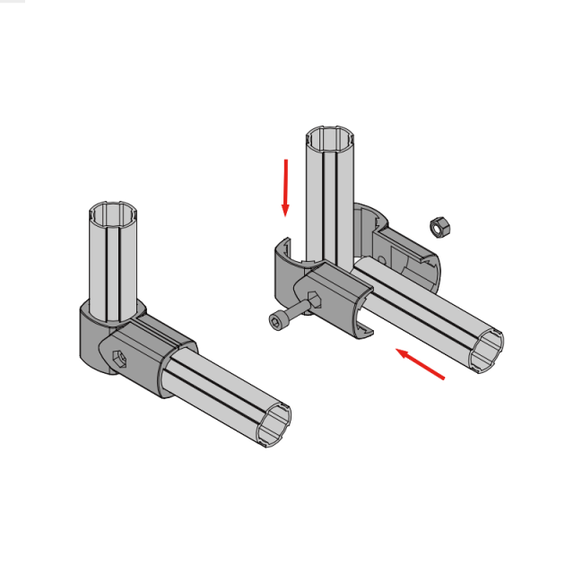 HJ1 Lean Tube Joint,HJ1 Lean Tube Joint for D28 Pipe System | Heavy Duty Aluminum Outer Straight Connector