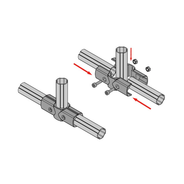 Lean Pipe Cross Connect Joint,D28 Lean Pipe Cross Connector Joint Aluminum Alloy for Pipe Rack & Workstation Systems
