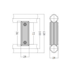 Lean tube reinforcement connector dimension and assembly drawing for modular pipe rack expansion and main structure strengthening