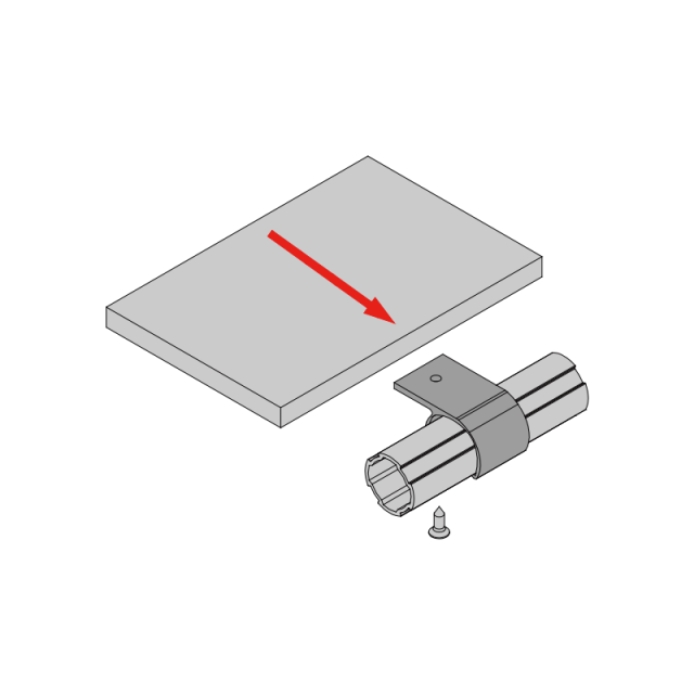 28mm lean tube Pipe Tool Hanging Connector dimension and installation drawing, sandblasted aluminum alloy rack accessory for tool hanging