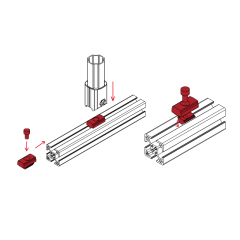 Installation guide for lean pipe to aluminum profile connector nut in modular pipe rack system