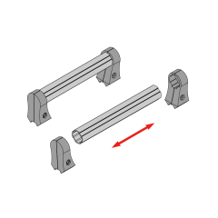 Split jaw slide connector product image for 28mm lean tube handrail systems, aluminum alloy die-cast fitting
