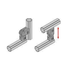 Lean Tube Vertical Mounting Connector for 28mm pipe rack systems, adjustable support fitting for carts, racks and workstations