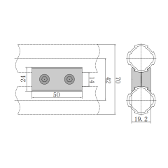 28mm Lean Tube Reinforcement Connector dimension drawing for modular pipe rack extension and main structure strengthening