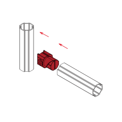 Semi built-in lean tube connector for industrial pipe racking systems requiring clean appearance and compact assembly