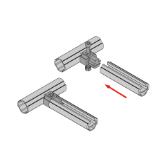 T-shaped groove lean pipe connector with side buckle for 90 degree pipe racking structure assembly