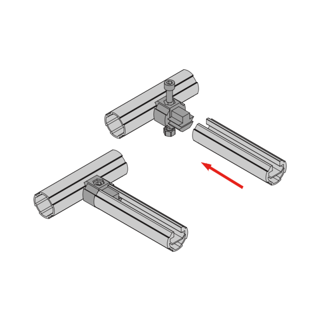 T-shaped groove lean pipe connector with side buckle for 90 degree pipe racking structure assembly
