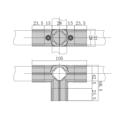 T-shaped cross lean pipe connector technical drawing for modular pipe rack frame with improved rigidity and load capacity