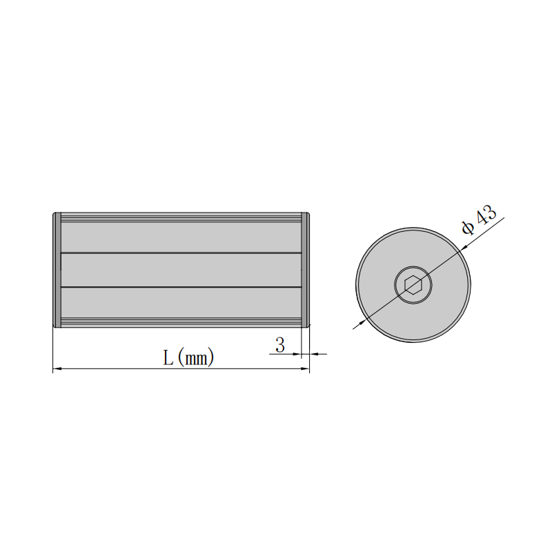 43mm Diameter Counterweight Strip Dimension Drawing and Structure Design