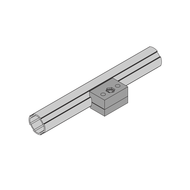 Installation diagram showing the 2-hole aluminum fastener mounted into the card slot of an industrial lean tube