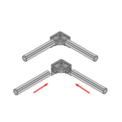 Assembly diagram showing two 28mm lean pipes connecting to the reinforced base for mobile caster installation