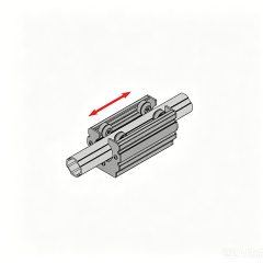 Assembly diagram showing the linear guide rail assembly smoothly moving in a straight line on an aluminum lean tube