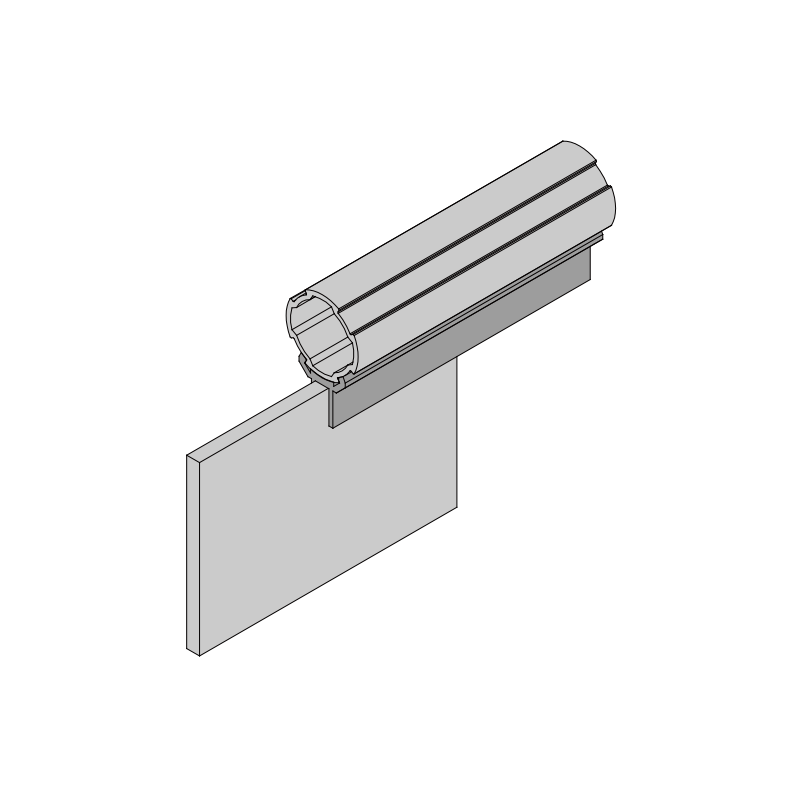 Assembly diagram showing how to install a 5mm thick resin board into a lean tube using the plastic panel mounting slot