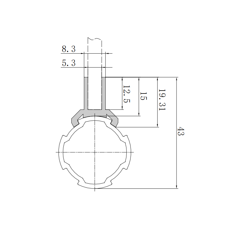 PVC closed panel dedicated card slot for lean tube with 5.3mm groove and 150g per meter specifications