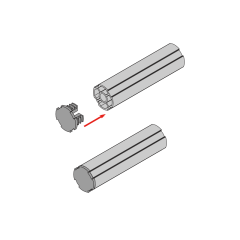 Assembly diagram showing the installation of a plastic plug into a 28 reinforced lean tube