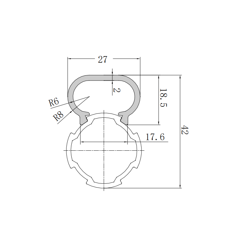 PVC concealed cable trunking profile for lean tube wire management with 27mm width and 181g per meter specifications