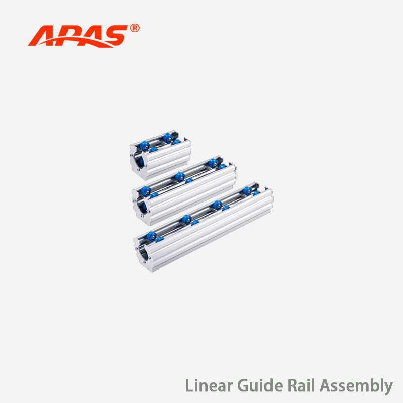 Aluminum alloy linear guide rail assembly for lean tubes showing L100, L200, and L300 size specifications