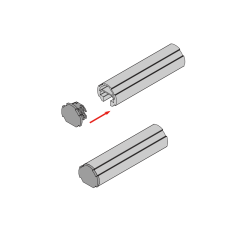 Assembly diagram showing the insertion of a plastic end plug into a 28T groove lean pipe