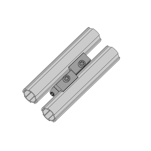 Assembly diagram showing profile barrel hinges installed on parallel lean tubes for left or right side door opening