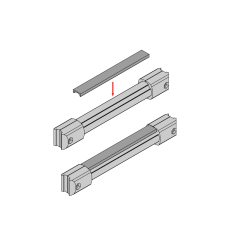 Assembly diagram showing how to snap the protective slide strip cover onto the protruding part of an aluminum lean tube