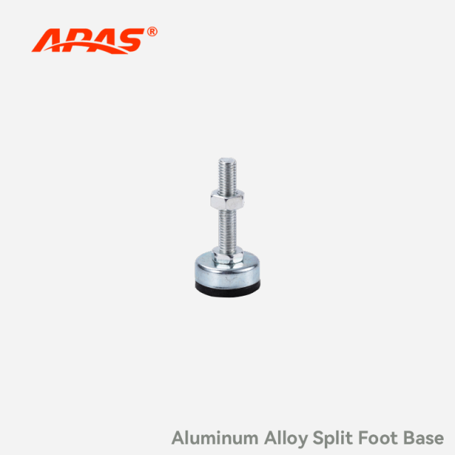 Adjustable anti-slip leveling foot, cold-rolled carbon steel and rubber, for lean pipe workbenches