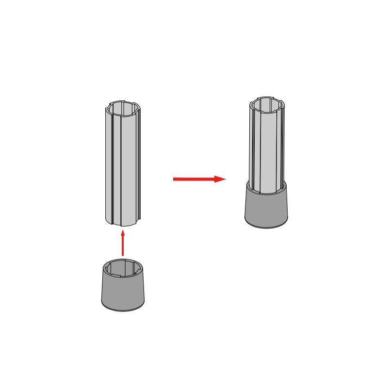 Lean tube end foot sleeve for industrial pipe systems, durable PP material