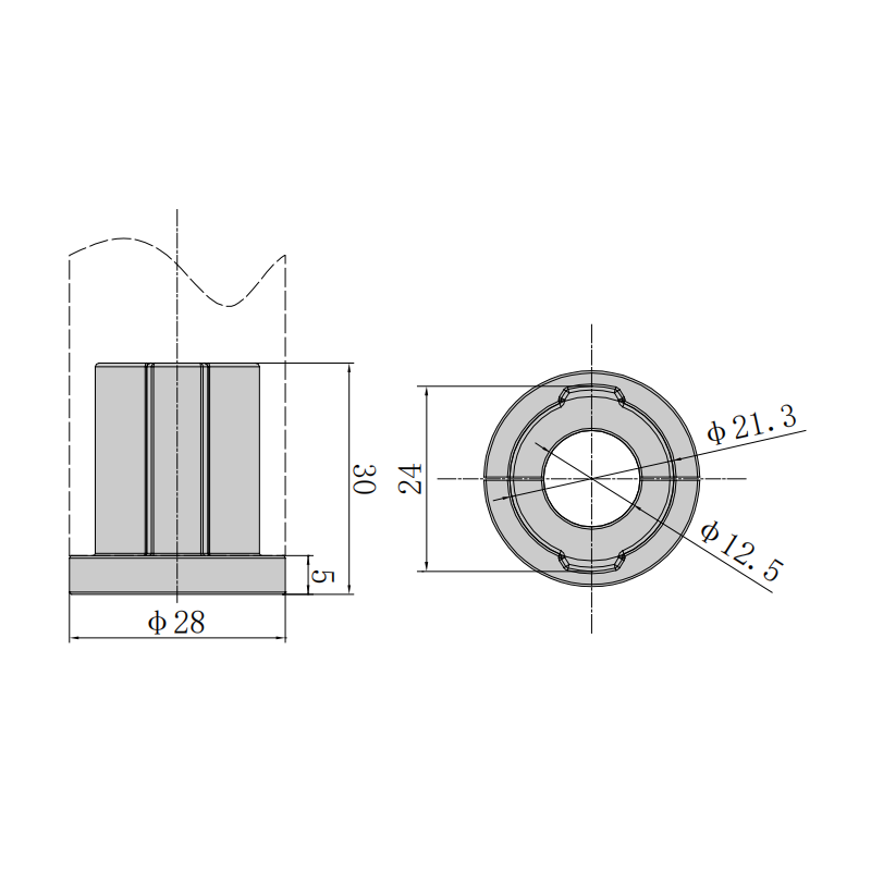 Aluminum alloy split foot base technical specifications and dimensions