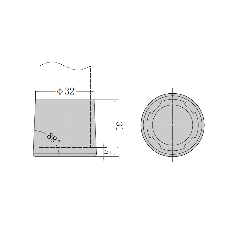 Assembly diagram of lean pipe foot sleeve, showing secure tube insertion
