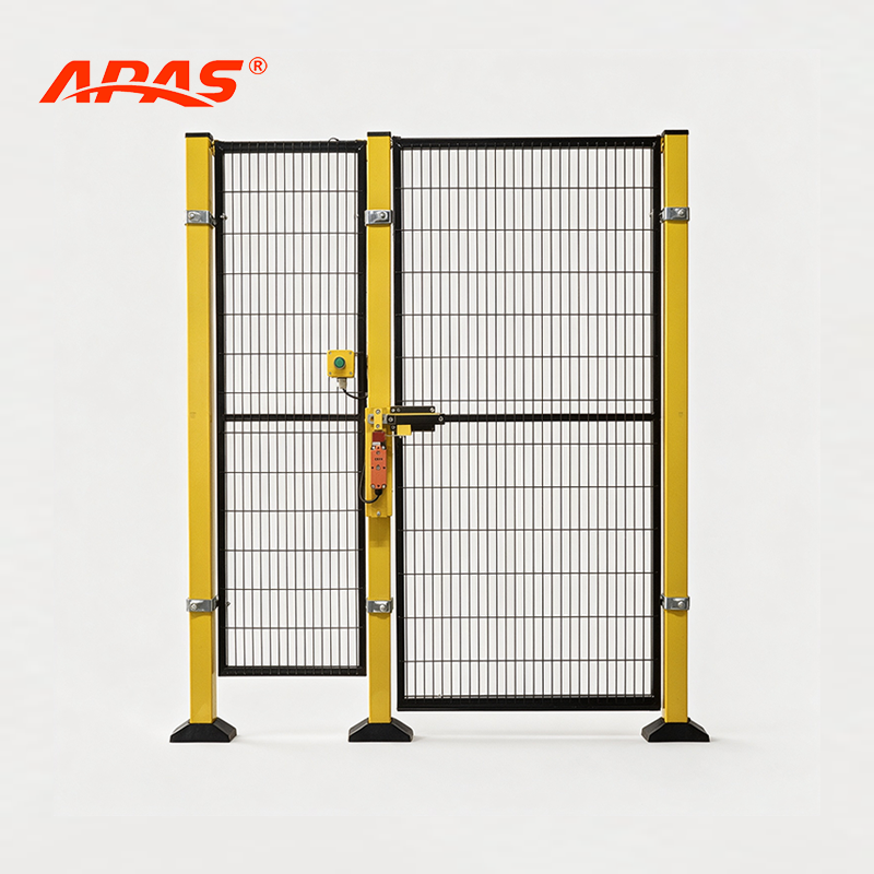 Industrial robot safety access door and modular gate configuration