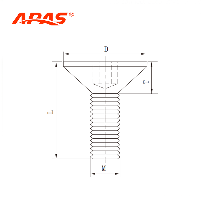 Countersunk Socket Head Screw Technical Drawing and Dimensions