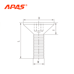 Countersunk Socket Head Screw Technical Drawing and Dimensions