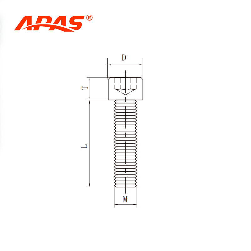 Dimension Drawing of Hex Socket Cylindrical Head Bolt Aluminum Profile Connection Screw