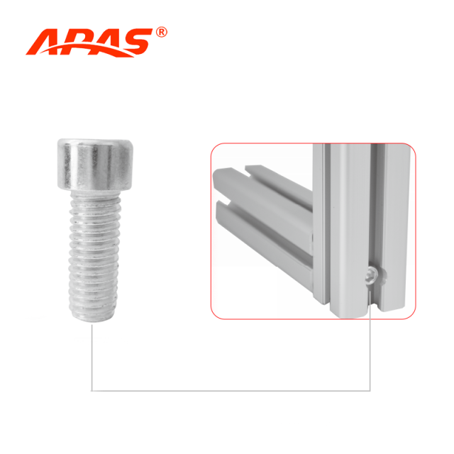 Hex Socket Cylindrical Head Bolt Installed on Industrial Aluminum Profile Joint