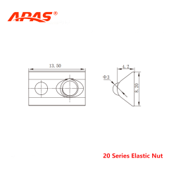 Elastic Nut Technical Drawing and Dimensions for Aluminum Profile