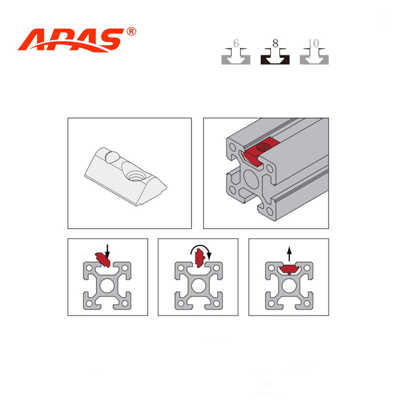 Elastic Nut Installation Method in T Slot Aluminum Profile