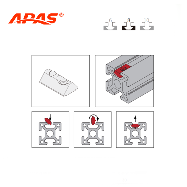 Elastic Nut Installation Method in T Slot Aluminum Profile