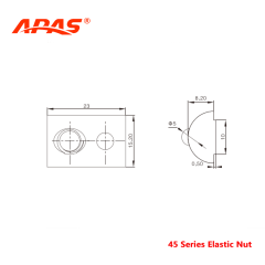 Elastic Nut Technical Drawing and Dimensions for Aluminum Profile