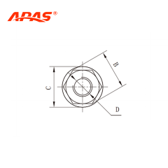 Technical dimensional drawing and thread specifications of flange nut