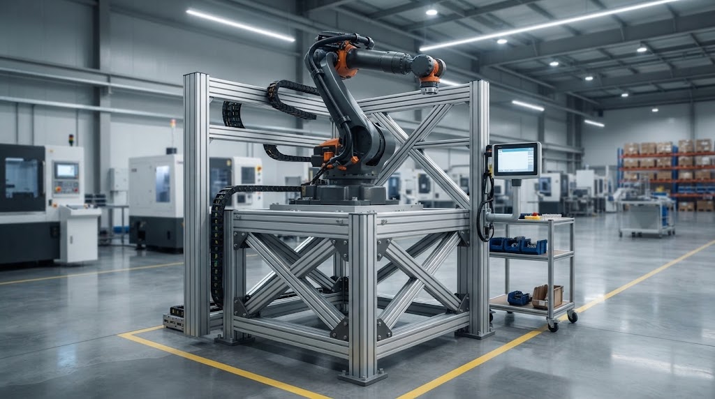 APAS Aluminum profile automation and robotic pedestals for industrial lines